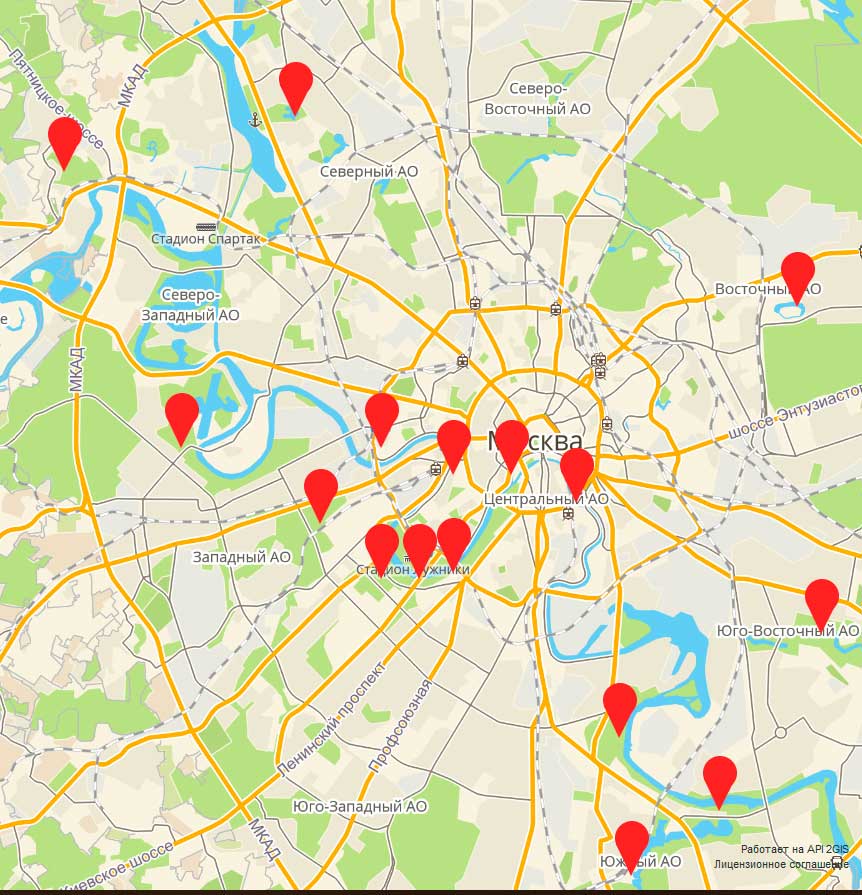 Карта откуда лучше смотреть салют на день города в Москве